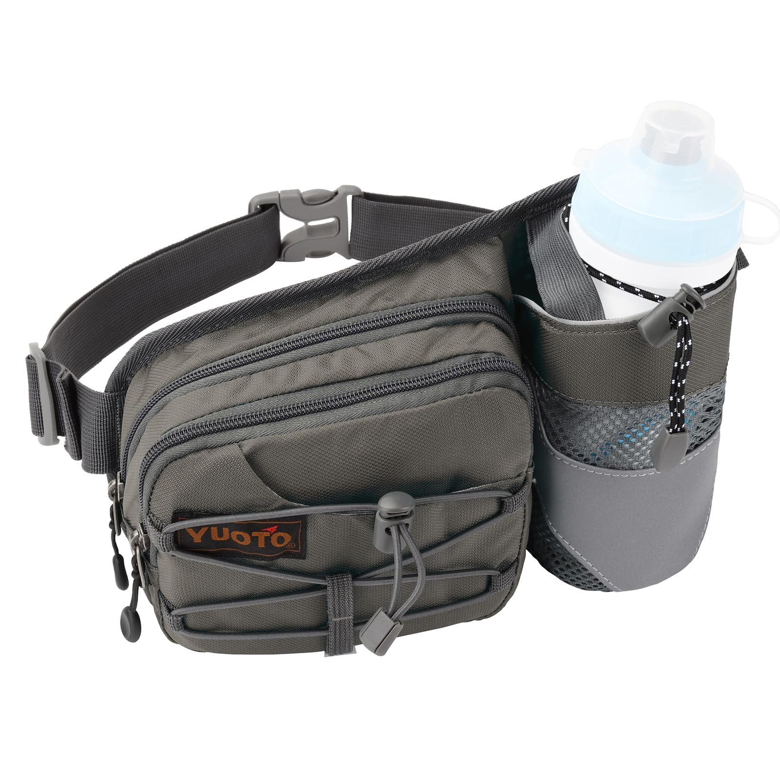 Yuoto Waist Pack With Water Bottle Holder For Running Walking Hiking Runners Hydration Belt (Grey)